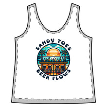 Load image into Gallery viewer, WSTBF-1 - Sandy Toes Beer Flows — Women's Beach Bar Tank Top