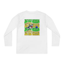 Load image into Gallery viewer, JKS Youth Long Sleeve Fishing Shirt — "Just Keep Swimming" Shark Graphic