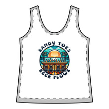 Load image into Gallery viewer, WSTBF-1 - Sandy Toes Beer Flows — Women's Beach Bar Tank Top
