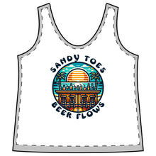 Load image into Gallery viewer, WSTBF-1 - Sandy Toes Beer Flows — Women's Beach Bar Tank Top