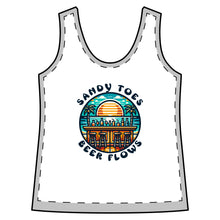 Load image into Gallery viewer, WSTBF-1 - Sandy Toes Beer Flows — Women's Beach Bar Tank Top