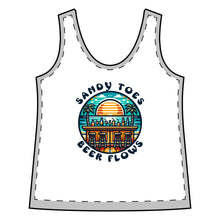 Load image into Gallery viewer, WSTBF-1 - Sandy Toes Beer Flows — Women's Beach Bar Tank Top